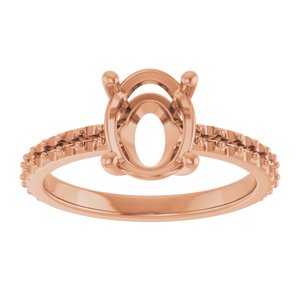 10K Rose Gold 9x7 mm Oval Ring Mounting – image 6