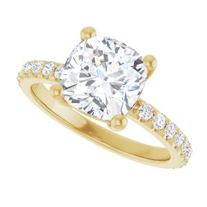 14K Yellow Gold 8 mm Cushion Ring Mounting – image 8