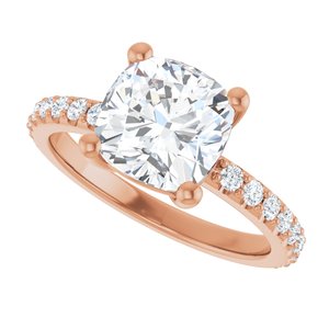 14K Rose Gold 8 mm Cushion Ring Mounting – image 8
