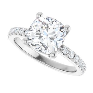 14K White Gold 8 mm Cushion Ring Mounting – image 8