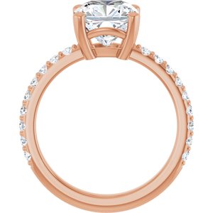 14K Rose Gold 8 mm Cushion Ring Mounting – image 3