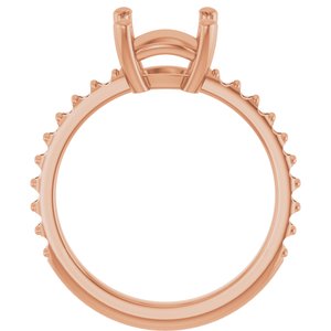 14K Rose Gold 8 mm Cushion Ring Mounting – image 4