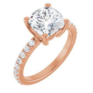 10K Rose Gold 8 mm Cushion Ring Mounting