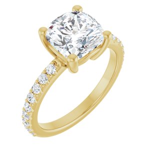 10K Yellow Gold 8 mm Cushion Ring Mounting