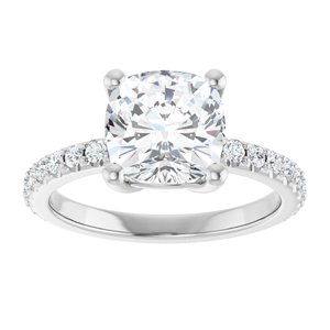 18K White Gold 8 mm Cushion Ring Mounting – image 5