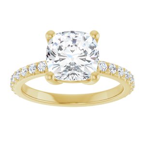 10K Yellow Gold 8 mm Cushion Ring Mounting – image 5