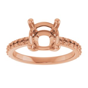 18K Rose Gold 8 mm Cushion Ring Mounting – image 6