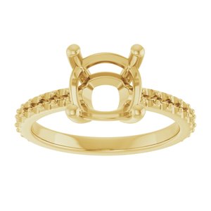 14K Yellow Gold 8 mm Cushion Ring Mounting – image 6