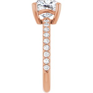 10K Rose Gold 8 mm Cushion Ring Mounting – image 7