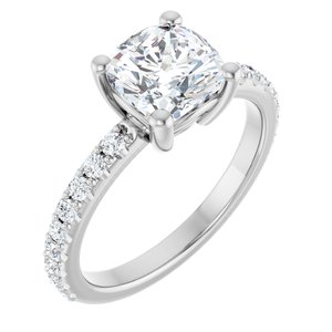 Continuum Sterling Silver 7 mm Cushion Ring Mounting