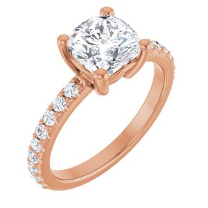 10K Rose Gold 7 mm Cushion Ring Mounting
