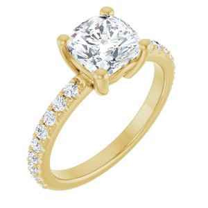 18K Yellow Gold 7 mm Cushion Ring Mounting