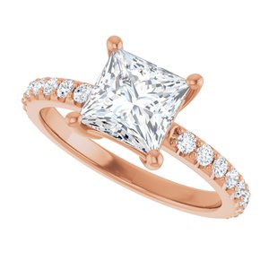 14K Rose Gold 6.5 mm Square Ring Mounting – image 8