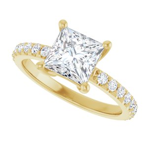 14K Yellow Gold 6.5 mm Square Ring Mounting – image 8
