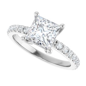 18K White Gold 6.5 mm Square Ring Mounting – image 8