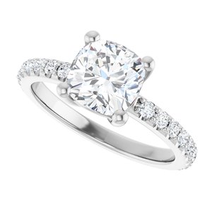 18K White Gold 7 mm Cushion Ring Mounting – image 8