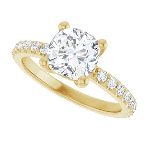 10K Yellow Gold 7 mm Cushion Ring Mounting – image 8