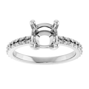 14K White Gold 7 mm Cushion Ring Mounting – image 6