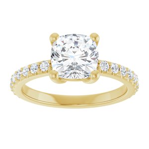 18K Yellow Gold 7 mm Cushion Ring Mounting – image 5
