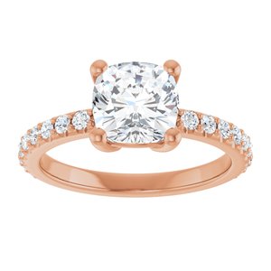 10K Rose Gold 7 mm Cushion Ring Mounting – image 5
