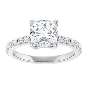 14K X1 White Gold 7 mm Cushion Ring Mounting – image 5