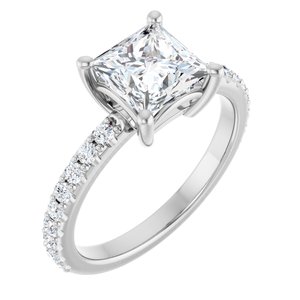 Sterling Silver 6.5 mm Square Ring Mounting