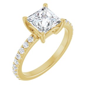 10K Yellow Gold 6.5 mm Square Ring Mounting