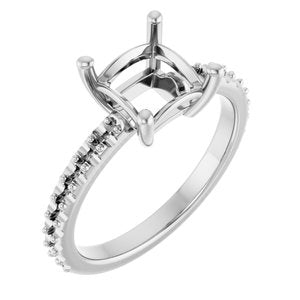 18K White Gold 6.5 mm Square Ring Mounting – image 2