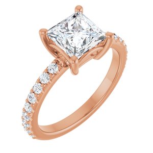 18K Rose Gold 6.5 mm Square Ring Mounting
