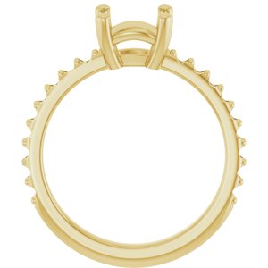 18K Yellow Gold 7 mm Cushion Ring Mounting – image 4