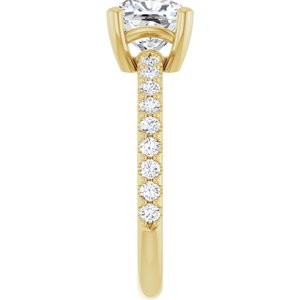 10K Yellow Gold 7 mm Cushion Ring Mounting – image 7
