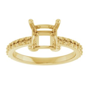 14K Yellow Gold 6.5 mm Square Ring Mounting – image 6