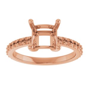 18K Rose Gold 6.5 mm Square Ring Mounting – image 6