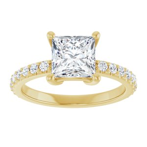 18K Yellow Gold 6.5 mm Square Ring Mounting – image 5