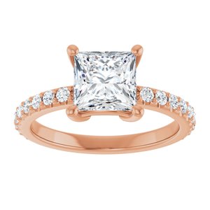 14K Rose Gold 6.5 mm Square Ring Mounting – image 5