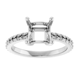 14K X1 White Gold 6.5 mm Square Ring Mounting – image 6