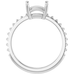 14K X1 White Gold 6.5 mm Square Ring Mounting – image 4