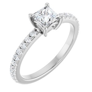 14K X1 White Gold 4.5 mm Square Ring Mounting