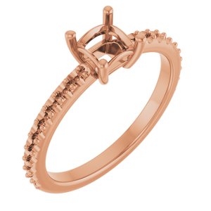 18K Rose Gold 4.5 mm Square Ring Mounting – image 2