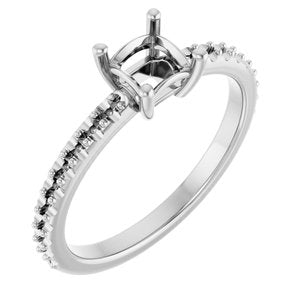 14K X1 White Gold 4.5 mm Square Ring Mounting – image 2