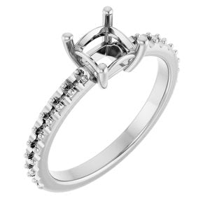 14K X1 White Gold 5 mm Square Ring Mounting – image 2