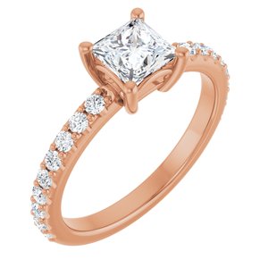 10K Rose Gold 5 mm Square Ring Mounting