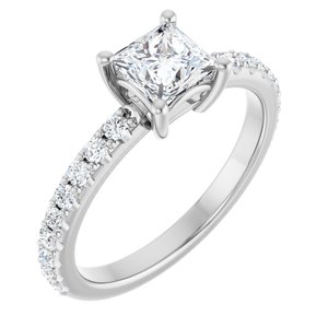 14K White Gold 5 mm Square Ring Mounting
