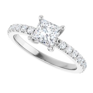 14K White Gold 5 mm Square Ring Mounting – image 8