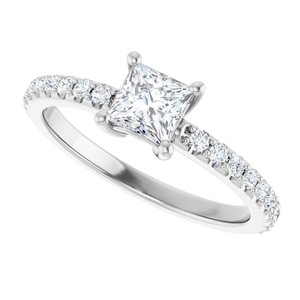 14K X1 White Gold 4.5 mm Square Ring Mounting – image 8