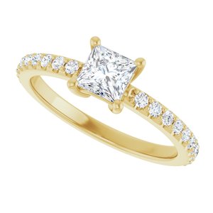 18K Yellow Gold 4.5 mm Square Ring Mounting – image 8