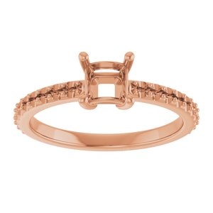18K Rose Gold 4.5 mm Square Ring Mounting – image 6