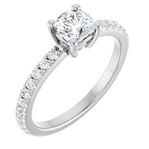 18K White Gold 5 mm Cushion Ring Mounting