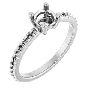 14K X1 White Gold 5 mm Cushion Ring Mounting – image 2