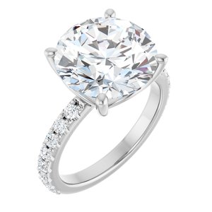 10K White Gold 12 mm Round Ring Mounting